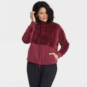 All In Motion Snap Front Sherpa Pullover Sweatshirt Jacket Coat